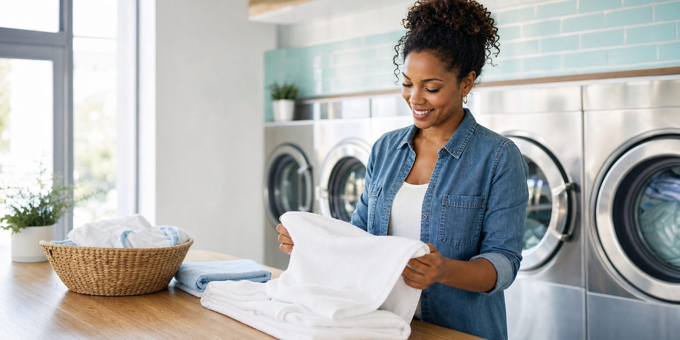 Fresh laundry professionally washed and folded
