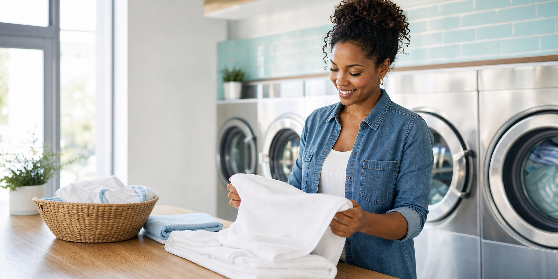 Fresh laundry professionally washed and folded